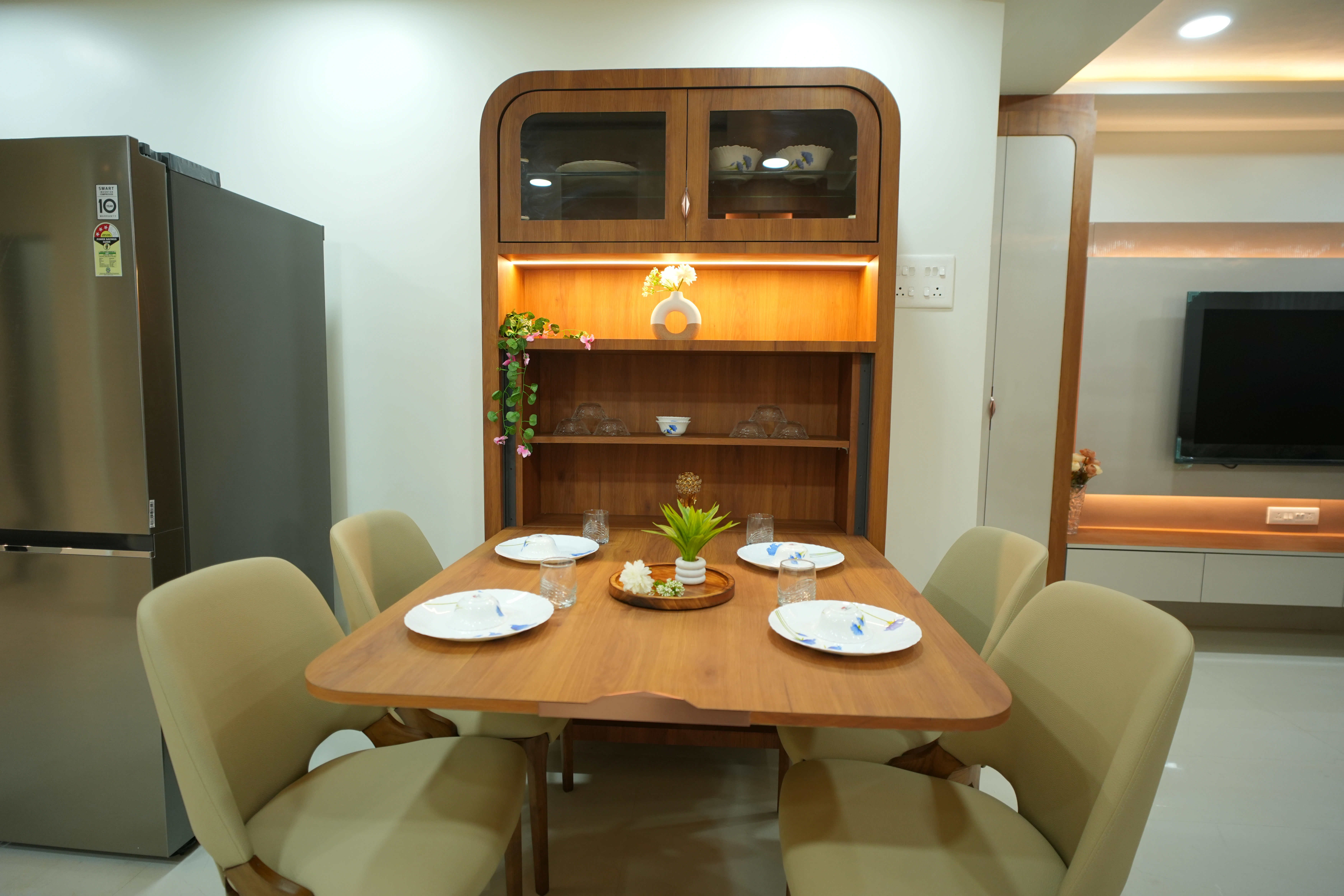 Modular kitchen with premium finishes at Sumathee Enclave by Viona Interiors