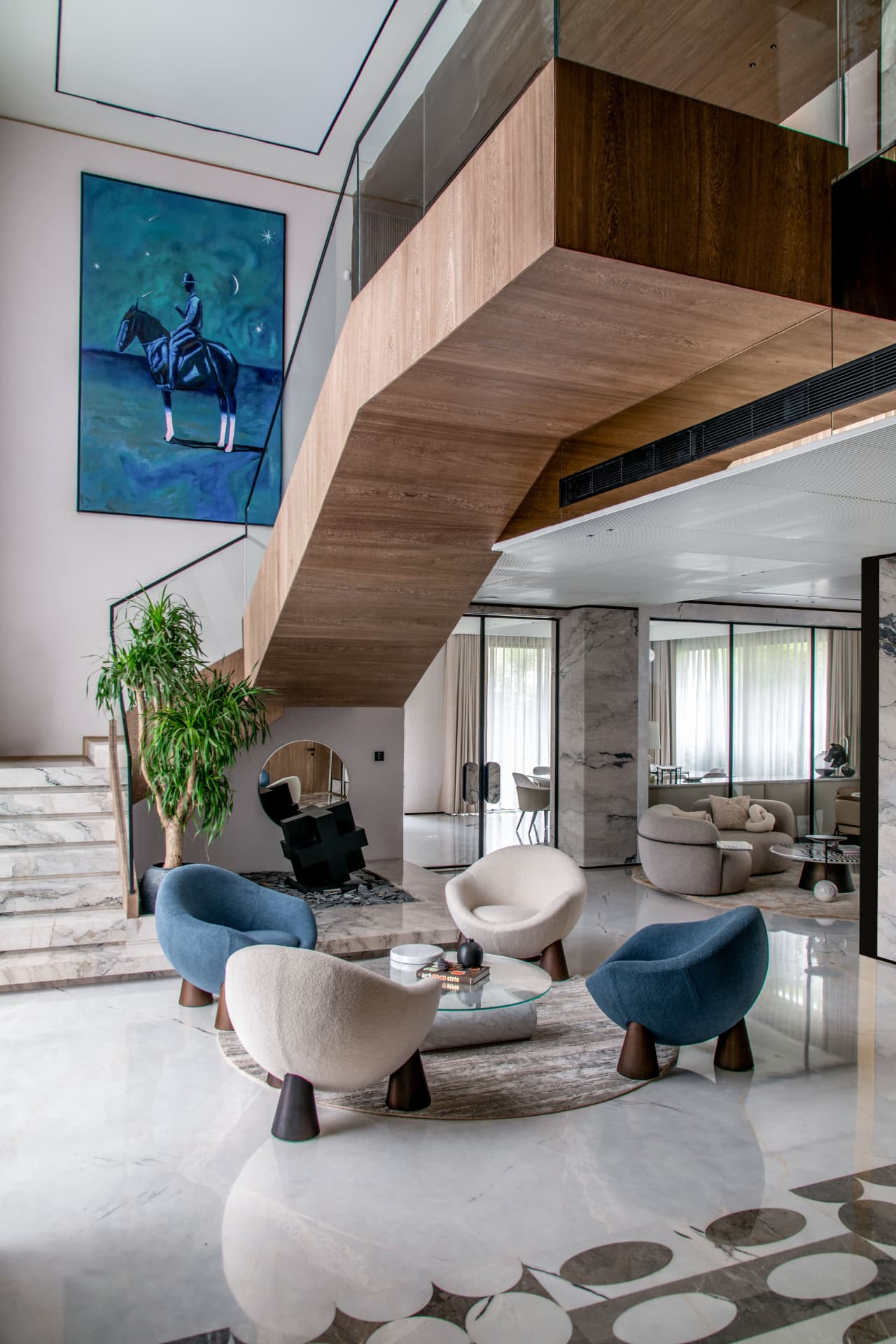 5BHK residence at Shashvat Vakratunda, Nagpur — double-height foyer by Viona Interiors